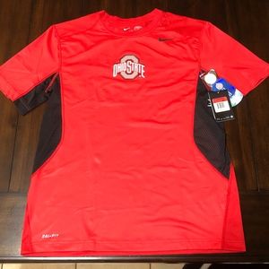 NWT 2014 NIKE DRI-FIT PRO COMBAT HYPERCOOL FITTED OSU OHIO STATE BUCKEYES TEE L